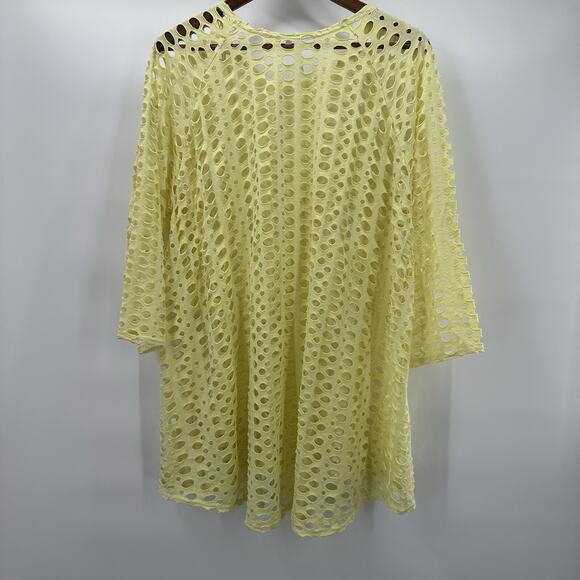 Lulu B Top Shirt Tunic Womens 1X Yellow Cutout Beachy Resort Colorful Tropical - Picture 4 of 12